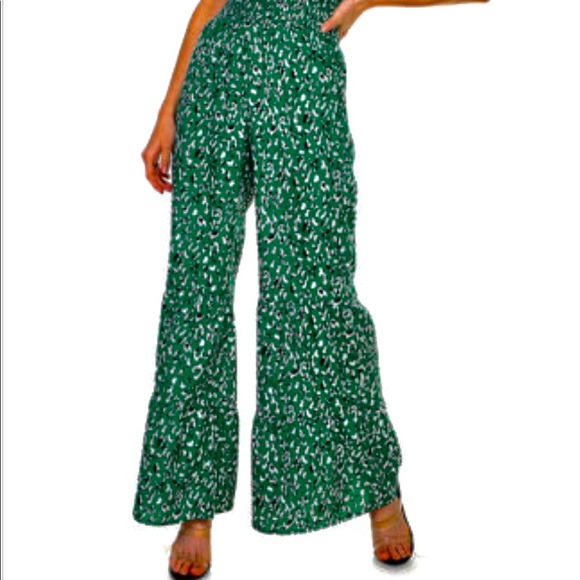 GREEN RUFFLE LONG ROMPER - Picture 1 of 5